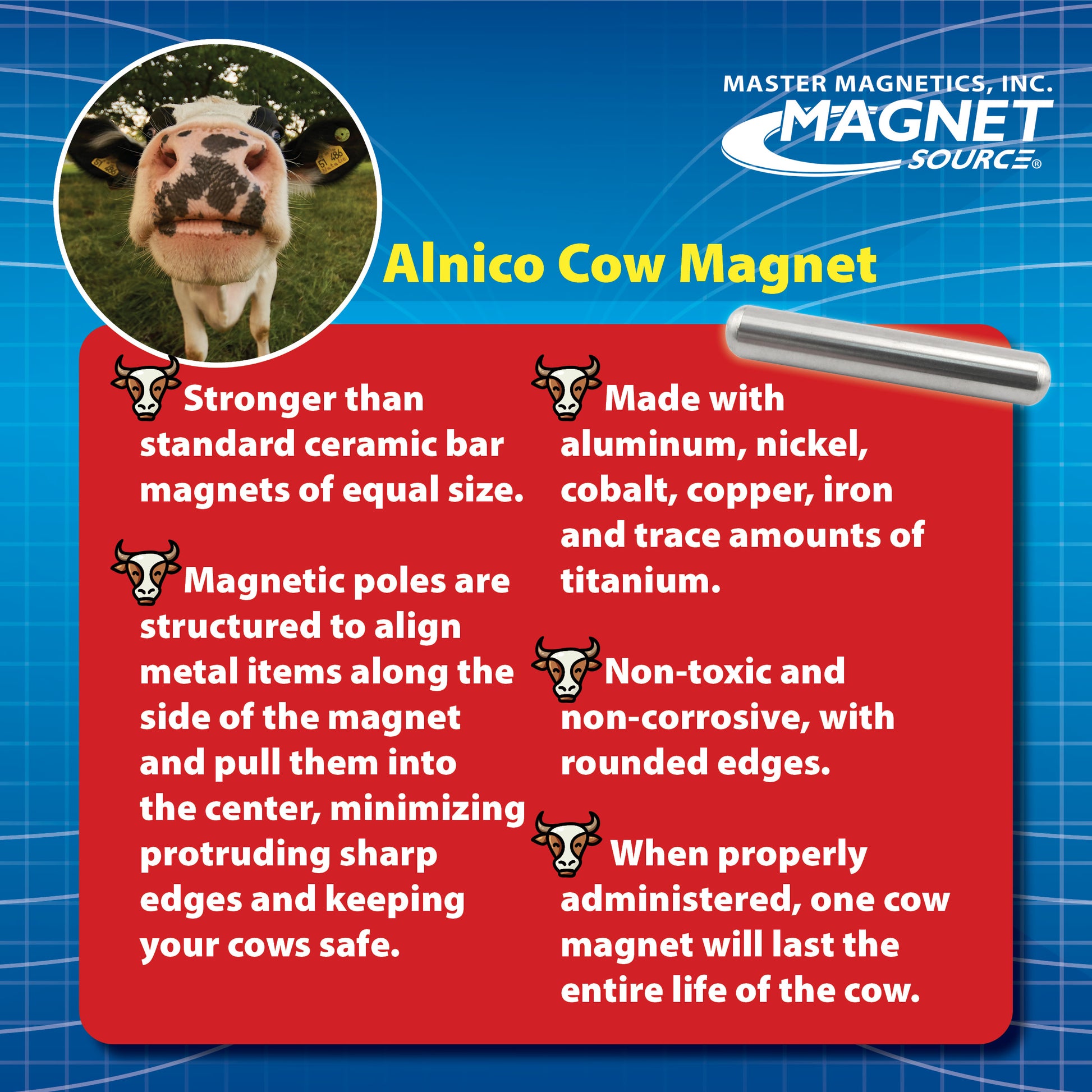 Load image into Gallery viewer, COW-CP5MAG Alnico Cow Magnet - Specifications