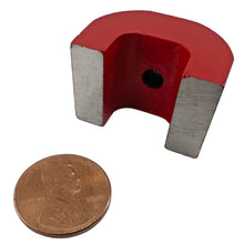 Load image into Gallery viewer, 07270 Alnico Horseshoe Magnet with Keeper - 45 Degree Angle View Compared to Penny