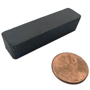 07043 Ceramic Block Magnet - 45 Degree Angle View Compared to Penny