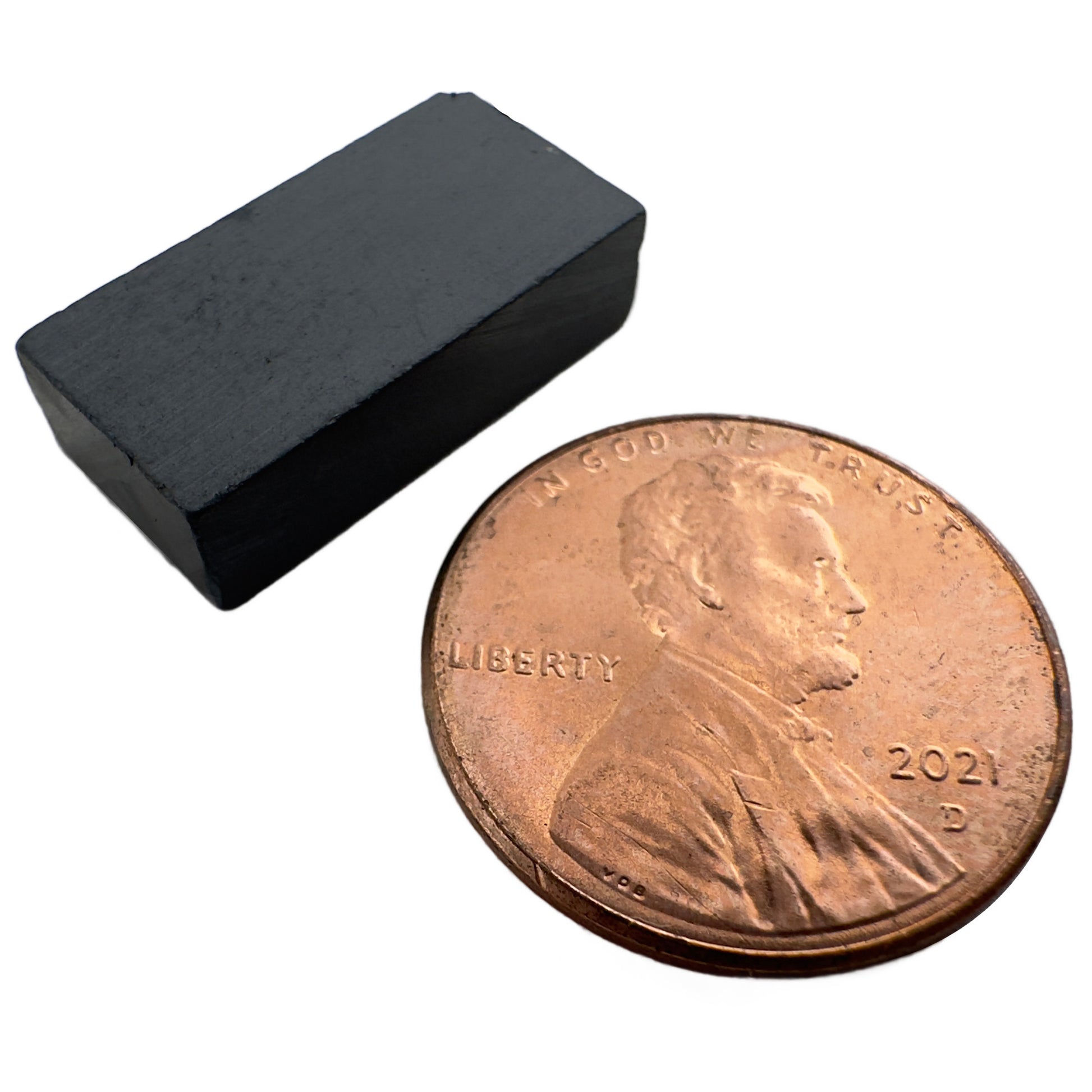 Load image into Gallery viewer, CB002001 Ceramic Block Magnet - 45 Degree Angle View Compared to a Penny