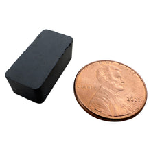 Load image into Gallery viewer, CB1434N Ceramic Block Magnet - 45 Degree Angle View Compared to a Penny