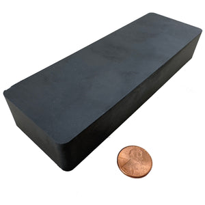 CB186N Ceramic Block Magnet - 45 Degree Angle View Compared to a Penny