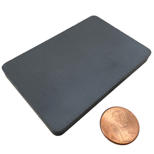 CB219N Ceramic Block Magnet - 45 Degree Angle View Compared to a Penny