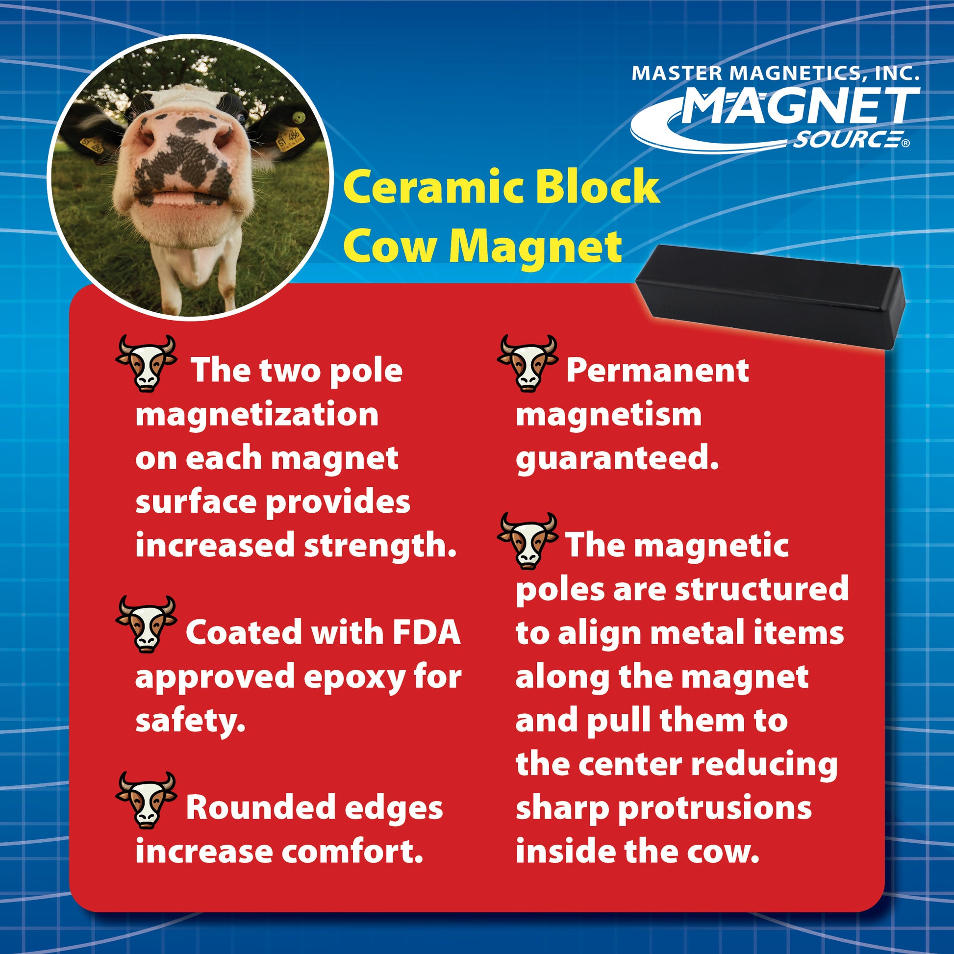 Load image into Gallery viewer, COW-SCM7CX4BX Ceramic Cow Magnets (4pk) - Specifications