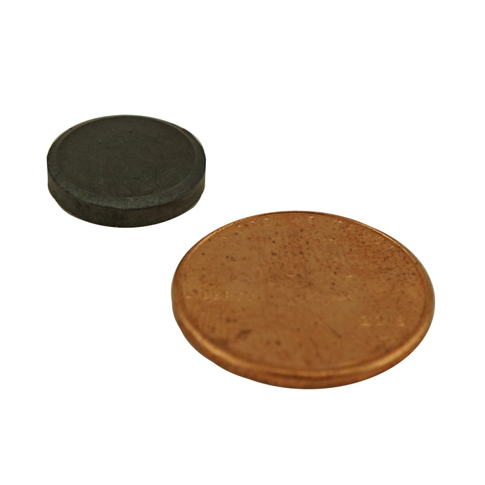 CD005004-S Ceramic Disc Magnet - Compared to Penny for Size Reference