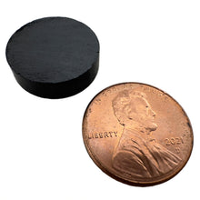 Load image into Gallery viewer, CD10N Ceramic Disc Magnet - 45 Degree Angle View Compared to a Penny