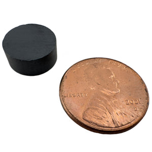 CD14C Ceramic Disc Magnet - 45 Degree Angle View Compared to a Penny