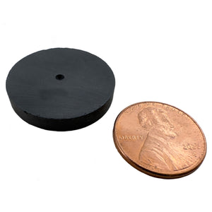 CD970MPN Ceramic Disc Magnet - 45 Degree Angle View Compared to a Penny