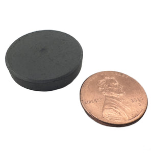 CD985MPN Ceramic Disc Magnet - 45 Degree Angle View Compared to a Penny