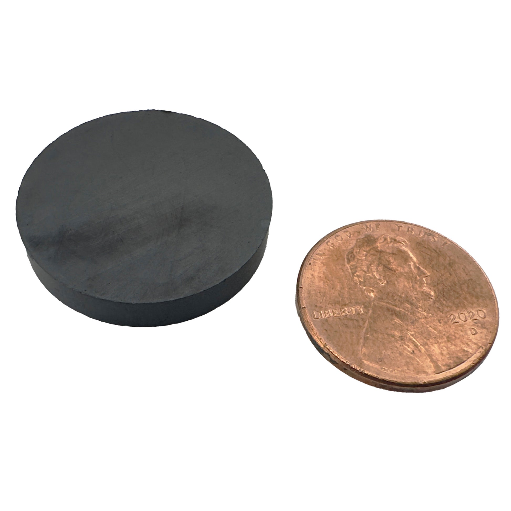 Load image into Gallery viewer, 07004 Ceramic Disc Magnets (6pk) - 45 Degree Angle View Compared to Penny