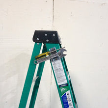 Load image into Gallery viewer, CBA300 Ceramic Latch Magnet Channel Assembly - In Use Attached to Ladder Holding a Screwdriver and a Wrench