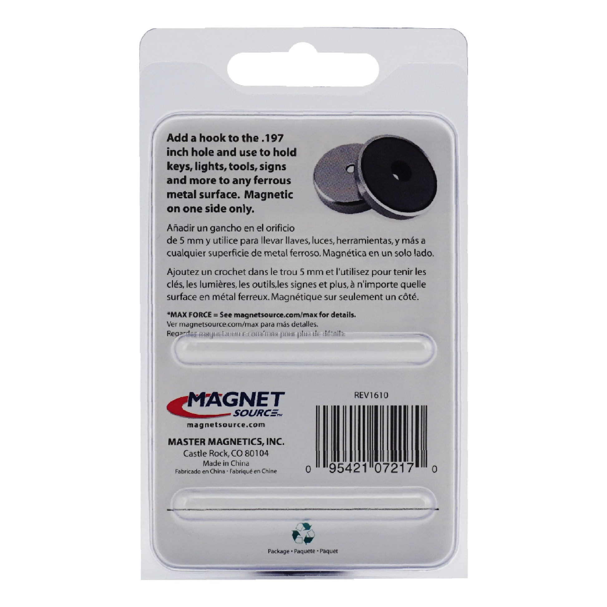 Load image into Gallery viewer, 07217 Ceramic Round Base Magnet - Back of Packaging