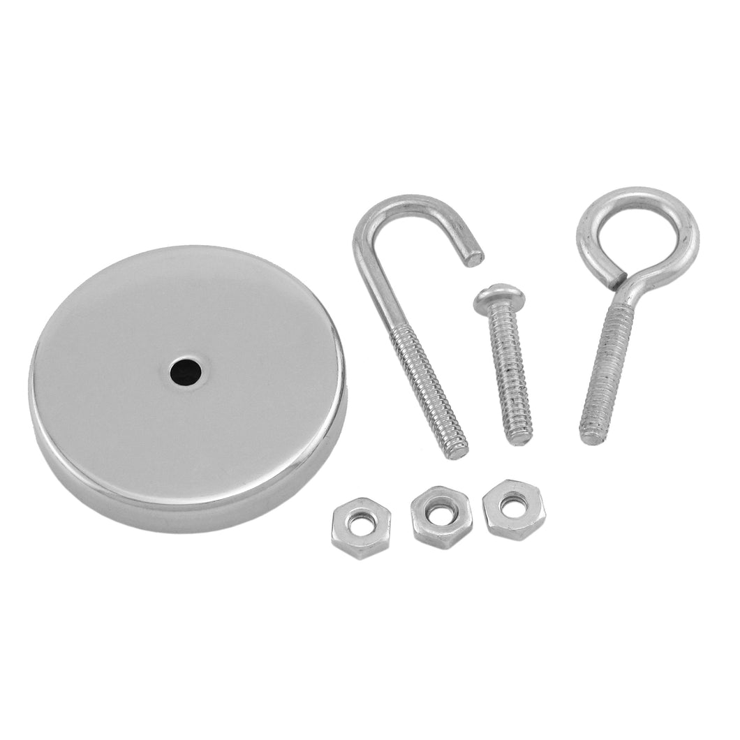 07596 Ceramic Round Base Magnet with Attachments - 45 Degree Angle View