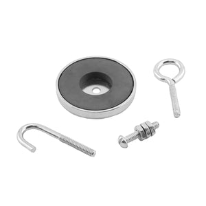 07596 Ceramic Round Base Magnet with Attachments - 45 Degree Angle View