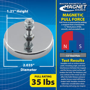 RB50B3N Ceramic Round Base Magnet with Bolt and Nuts - Back View