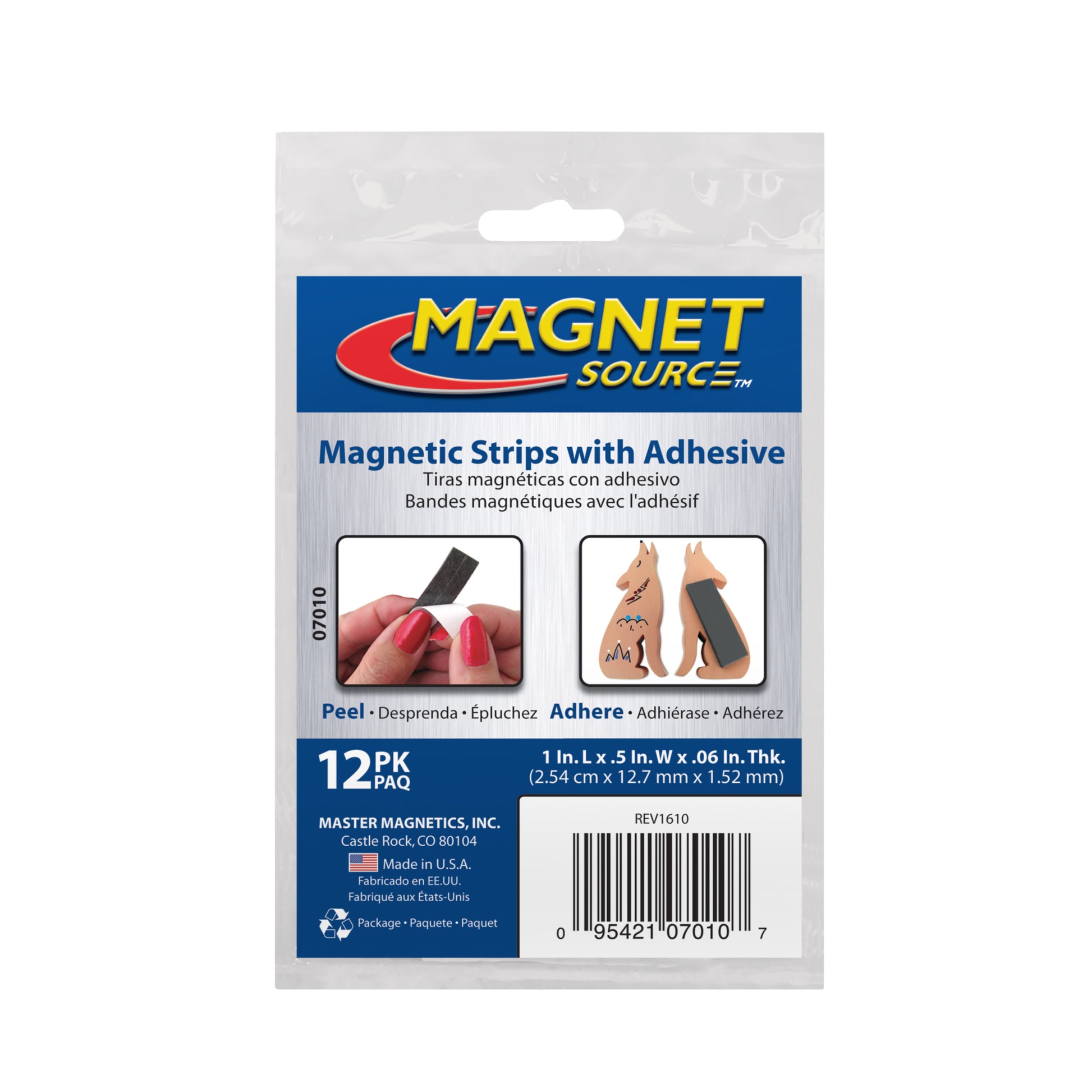 Load image into Gallery viewer, 07010 Flexible Magnetic Strips with Adhesive (12pk) - Back View