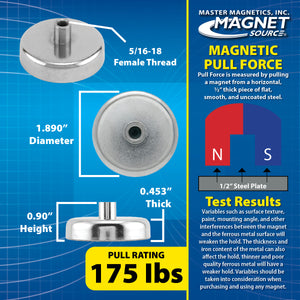 NACF189 Grade 42 Neodymium Round Base Magnet with Female Thread - Side View