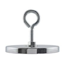 Load image into Gallery viewer, RB100EB Heavy-Duty Ceramic Round Base Magnet Assembled with Eyebolt and Nuts - Bottom View