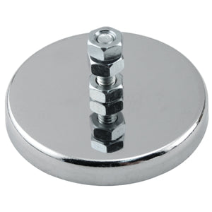 RB70B3N Heavy-Duty Ceramic Round Base Magnet with Bolt and Nuts - 45 Degree Angle View