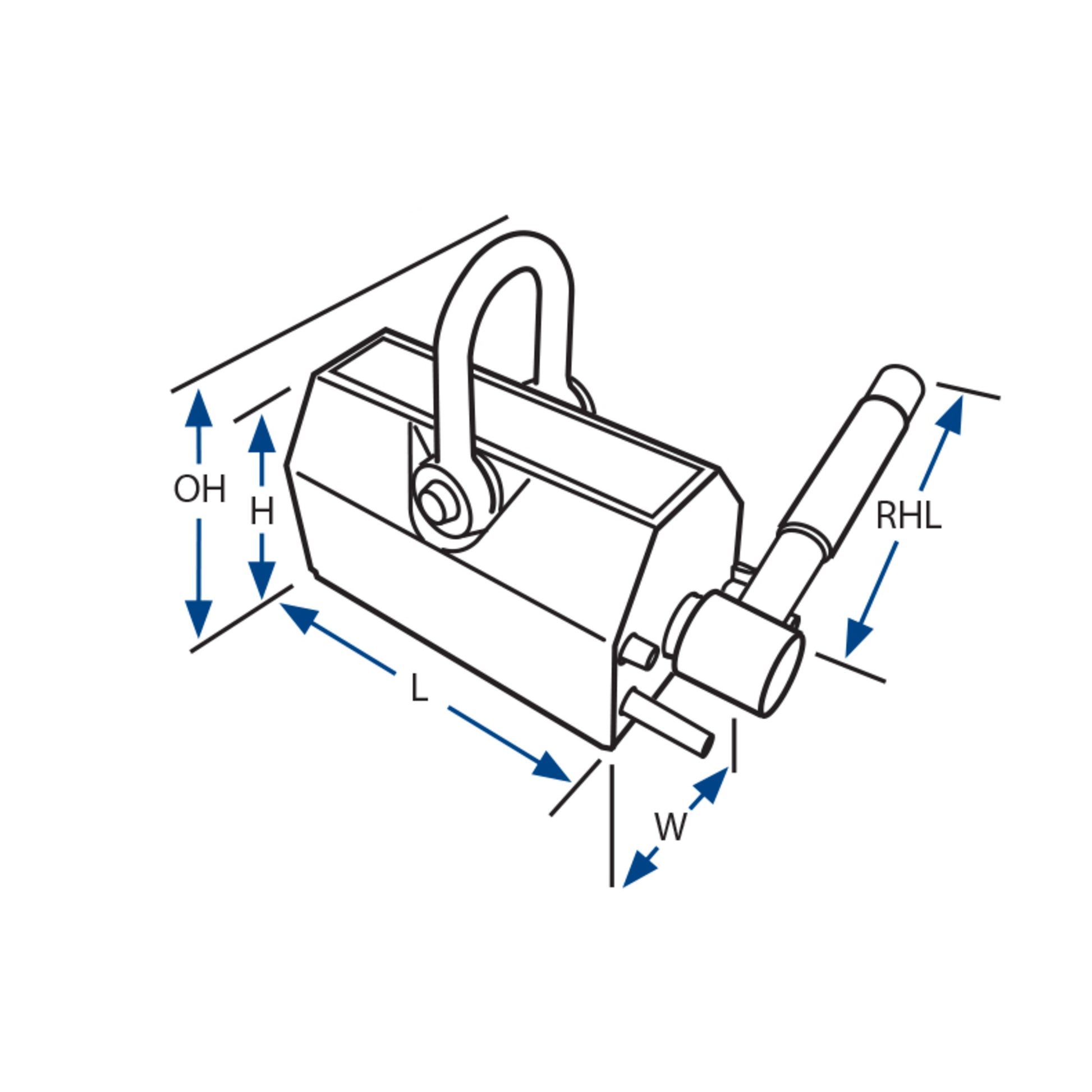 Load image into Gallery viewer, HDNLM1300 Heavy-Duty Neodymium Lifting Magnet - Diagram Designating Dimensions