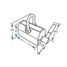 Load image into Gallery viewer, HDNLM1300 Heavy-Duty Neodymium Lifting Magnet - Diagram Designating Dimensions