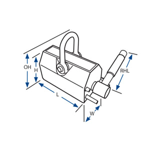 HDNLM1300 Heavy-Duty Neodymium Lifting Magnet - Diagram Designating Dimensions