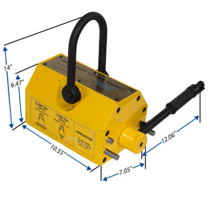 HDNLM2200 Heavy-Duty Neodymium Lifting Magnet - 45 Degree Angle View with Dimensions