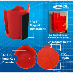 07615 Magnetic Cup Caddy™ Plus, Red - 45 Degree Angle View