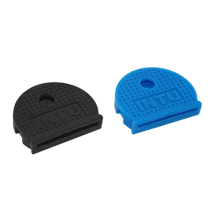 50651 Magnetic Key Caps (2pk, Blue/Black) - 45 Degree Angle View