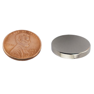 ND008713N Neodymium Disc Magnet - Compared to Penny for Size Reference