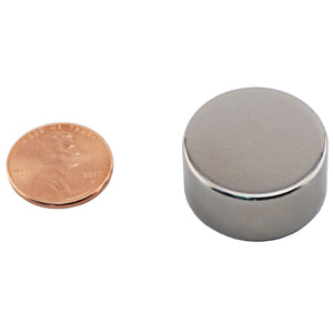 ND010016N Neodymium Disc Magnet - Compared to Penny for Size Reference