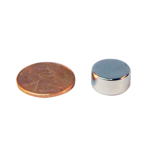 ND143BZ-35 Neodymium Disc Magnet - Compared to Penny for Size Reference