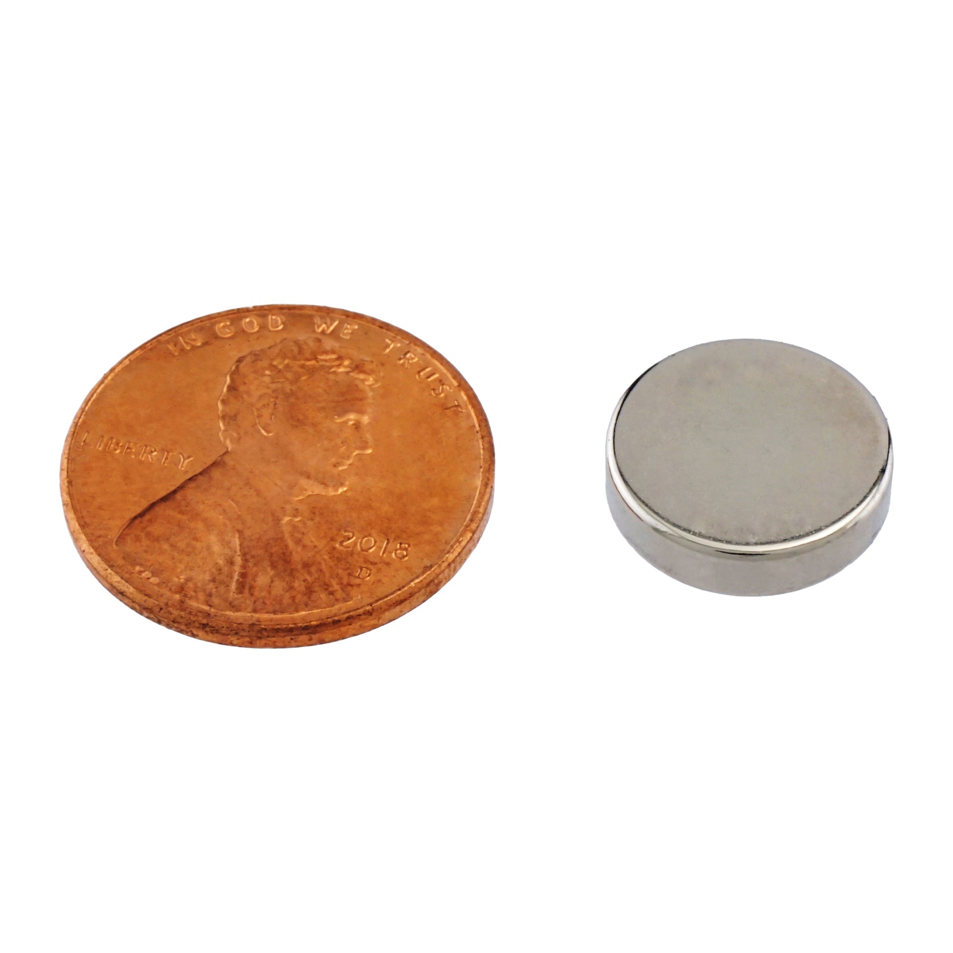 Load image into Gallery viewer, ND45-5012N Neodymium Disc Magnet - Compared to Penny for Size Reference