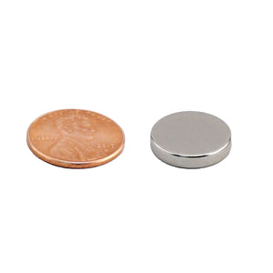 ND45-6212N Neodymium Disc Magnet - Compared to Penny for Size Reference