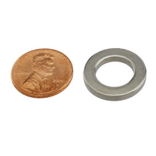 Load image into Gallery viewer, NR741N-35 Neodymium Ring Magnet - Compared to Penny for Size Reference