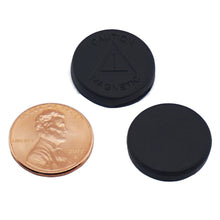 Load image into Gallery viewer, SND75BK Neodymium Silicone-Covered Disc Magnet - Compared to Penny for Size Reference