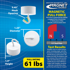 MHHH61 Neodymium White Magnetic Hook - Side View