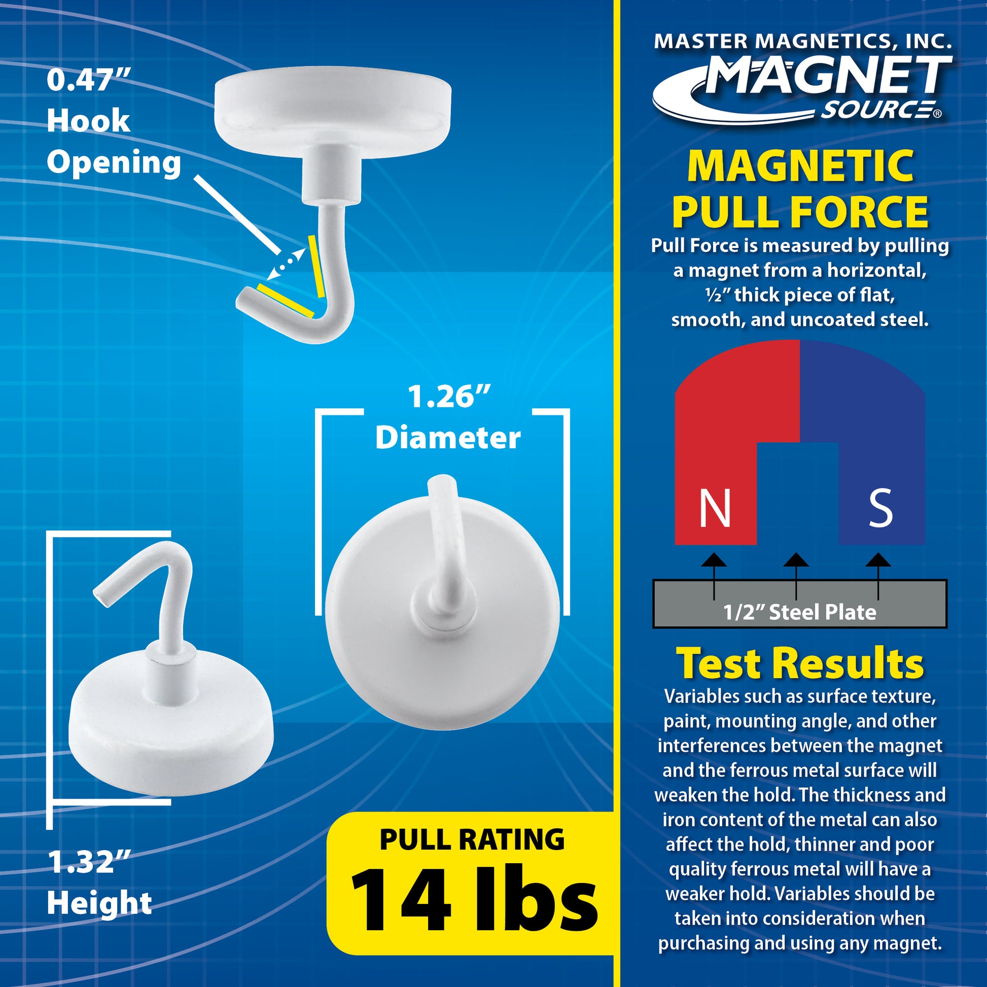 Load image into Gallery viewer, MHHH14 White Magnetic Hook - Specifications