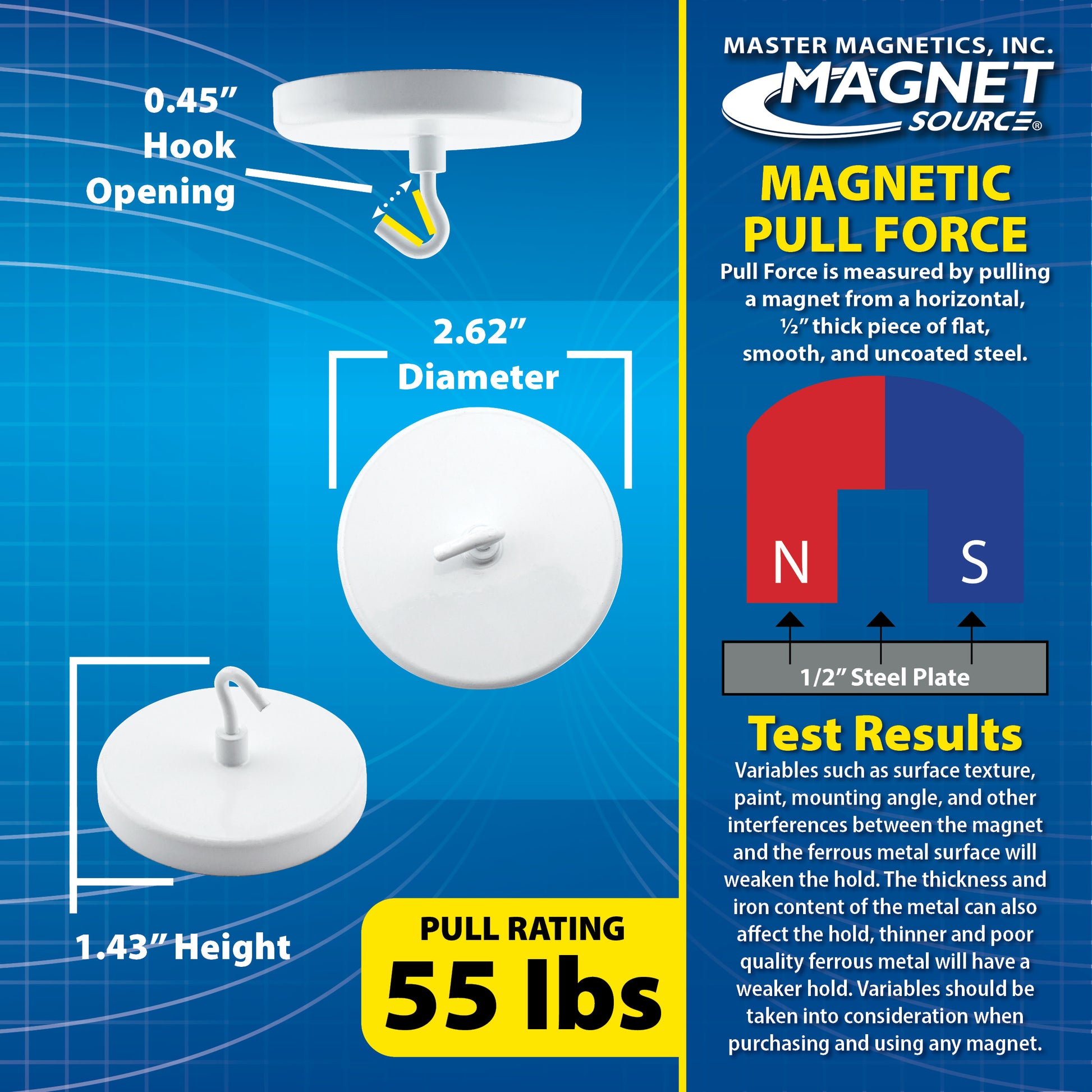 Load image into Gallery viewer, MHHH55 White Magnetic Hook - Specifications