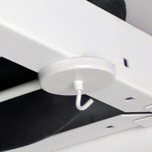 Load image into Gallery viewer, MHHH55 White Magnetic Hook - Close up View of In Use Attached to a Metal Rail