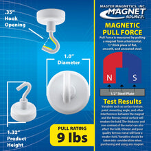 Load image into Gallery viewer, MHHH9X8 White Magnetic Hook (8pk) - Bottom View