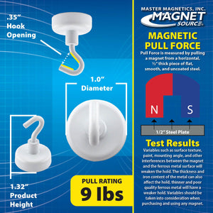 MHHH9X8 White Magnetic Hook (8pk) - Bottom View