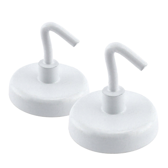 07291 White Magnetic Hooks (2pk) - 45 Degree Angle View