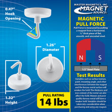 Load image into Gallery viewer, 07291 White Magnetic Hooks (2pk) - Specifications