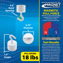 Load image into Gallery viewer, MHHH18 White Neodymium Magnetic Hook - Specifications